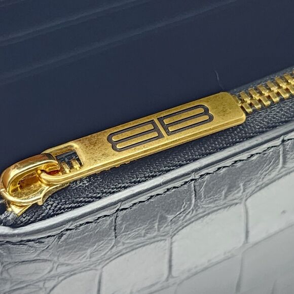 Balenciaga Gossip Wallet On Chain WOC Bag - Croc Embossed Calf Leather - Black - Picture 7 of 12